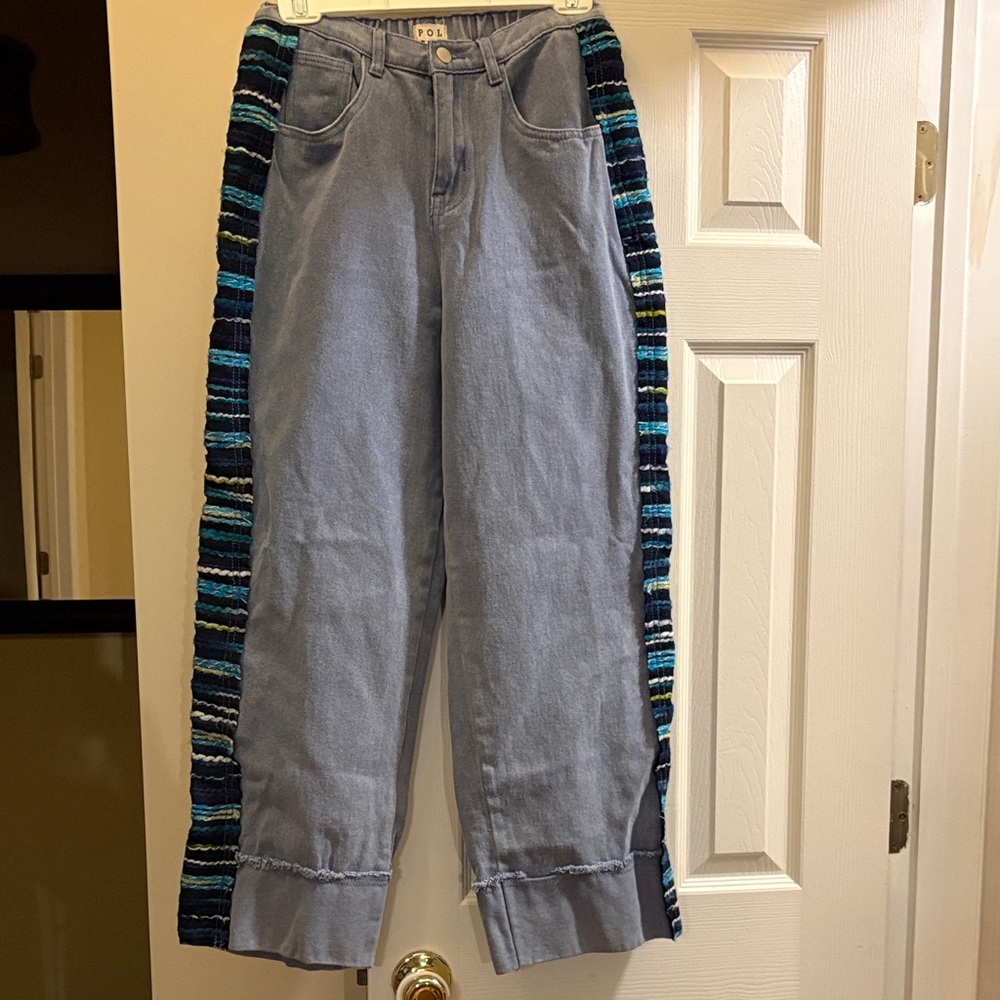 POL jeans wide leg Jeans with Striped Knit Accents Small Worn once high rise